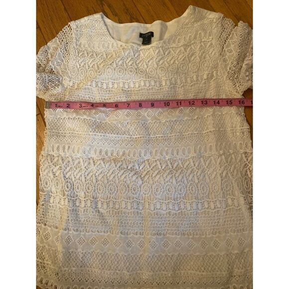 J. Crew, women's white lace front short sleeve blouse size 2 - Picture 6 of 7